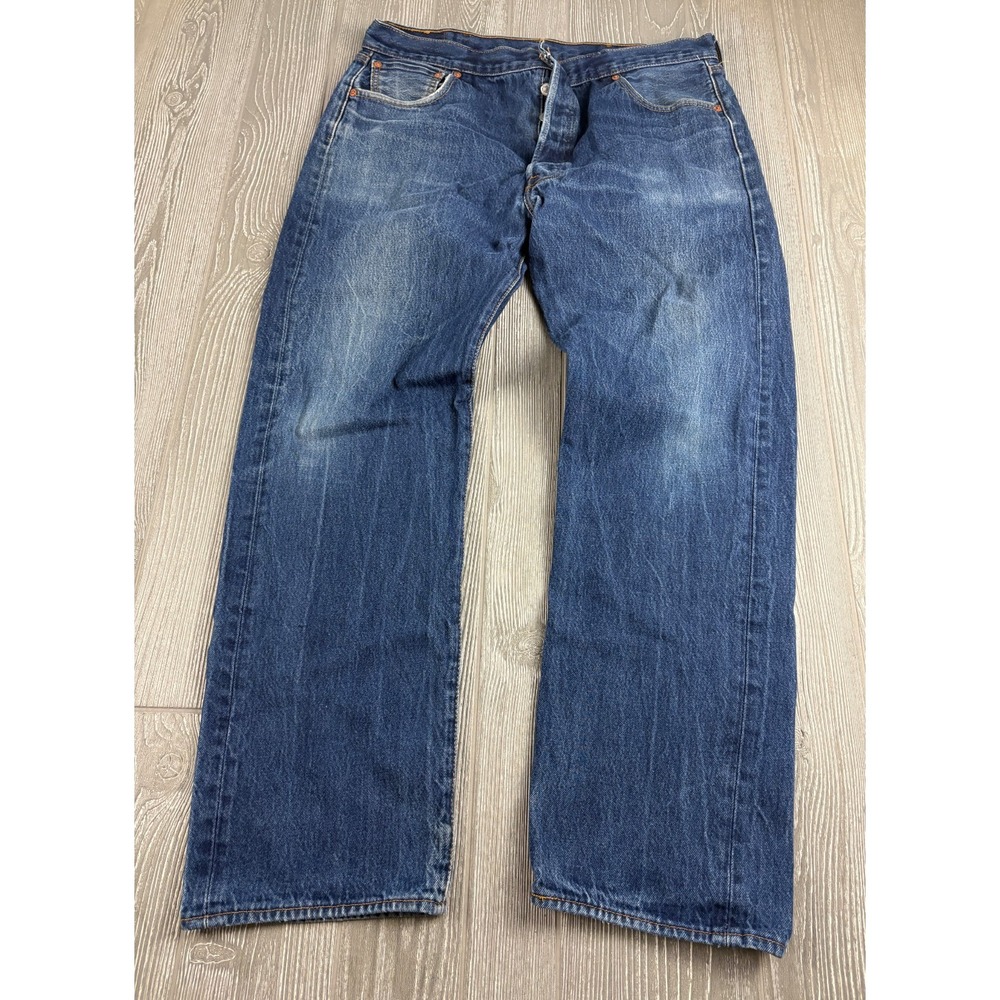 Levis 501 Mens Blue Denim Jeans Straight Leg Button Fly SZ 38 x 31